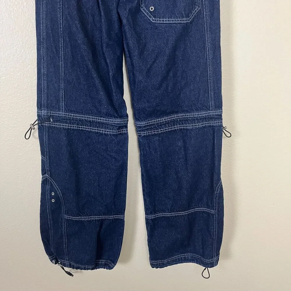 Silence + Noise Women Size 25 Cargo Baggy Jeans Straight Leg Pant Y2K Gorpcore